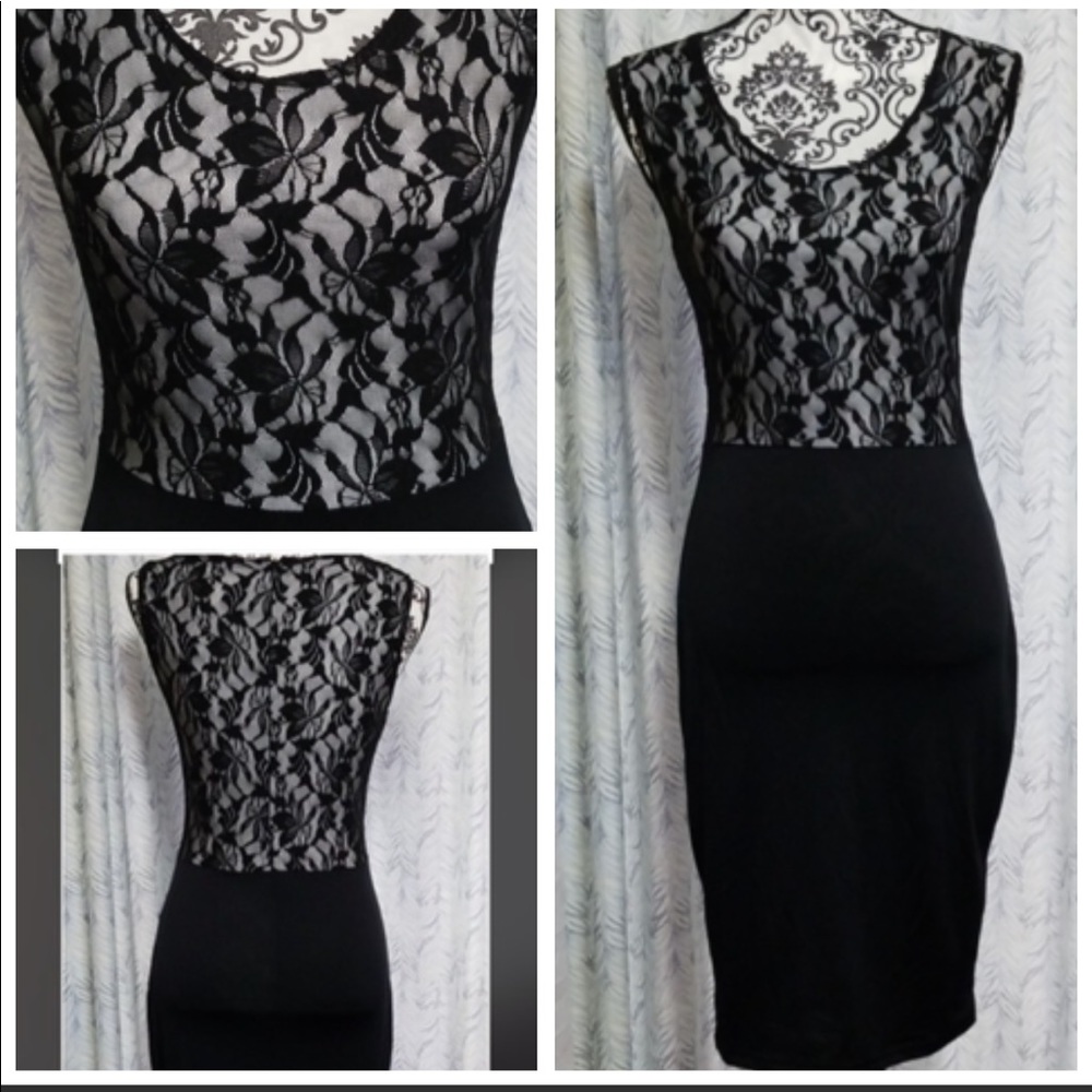 Black lace top dress